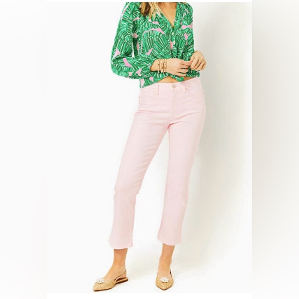 Lilly Pulitzer NWT Annet Crop Flare Jeans in Misty Pink Size 8.